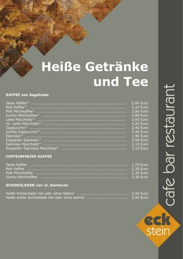 Heiße Getränke und Tee - Café Europa Dresden