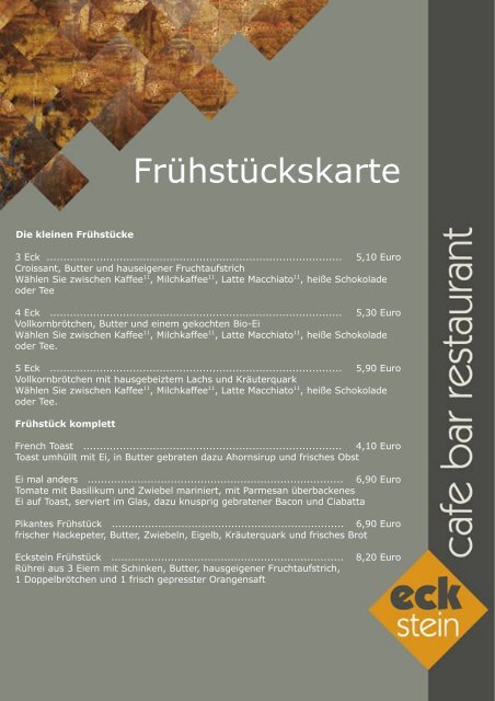 Frühstückskarte - Café Europa Dresden