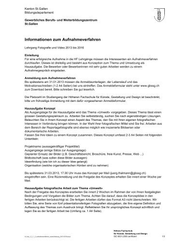 Informationen zum Aufnahmeverfahren - und ...