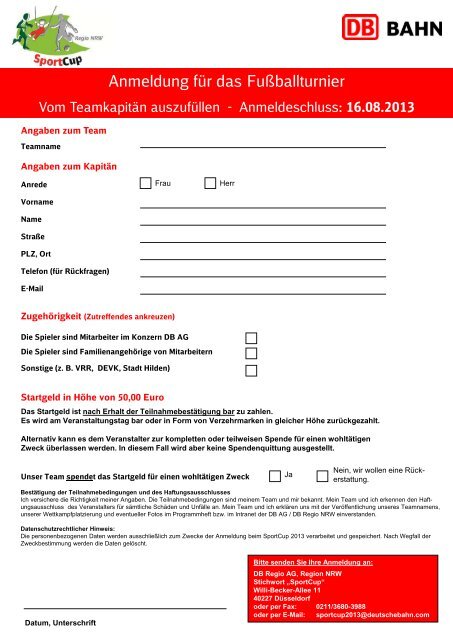 SportCup 2013 Samstag, 7. September in Hilden - VDES - Verband ...