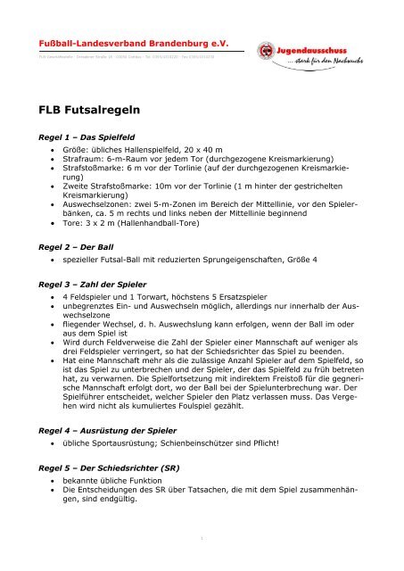 Futsal Regelwerk - Fussball-Landesverband Brandenburg eV