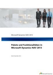 Pakete und Funktionalitäten in Microsoft Dynamics NAV 2013