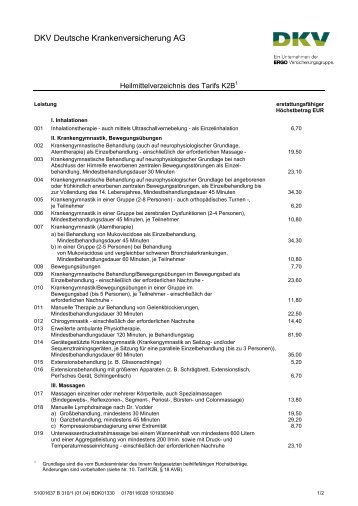 PDF-Datei: Heilmittelverzeichnis Tarif K2B - DKV