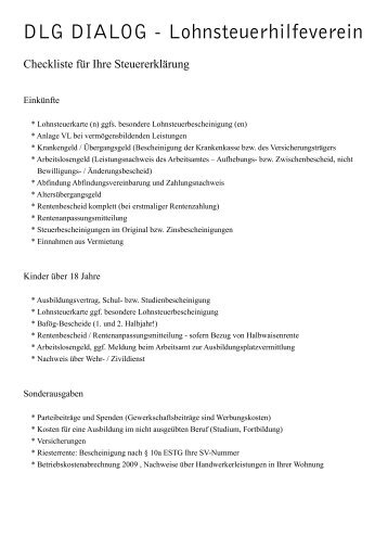 dlg-checkliste.pdf - DLG Lohnsteuerhilfeverein