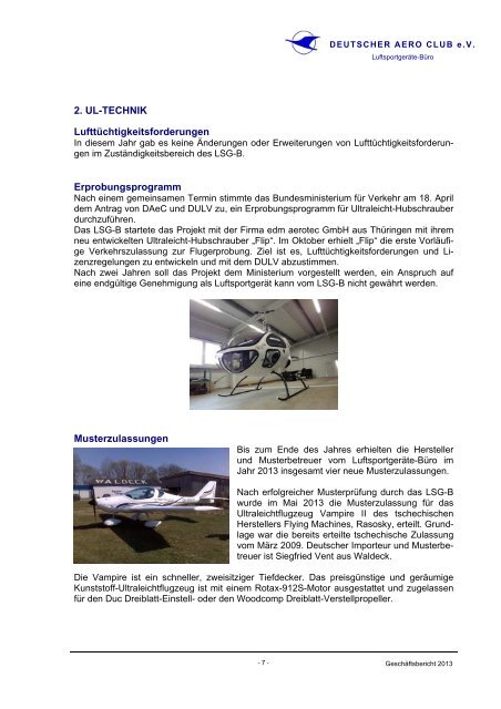 Jahresbericht 2013 - DAeC Deutscher Aeroclub