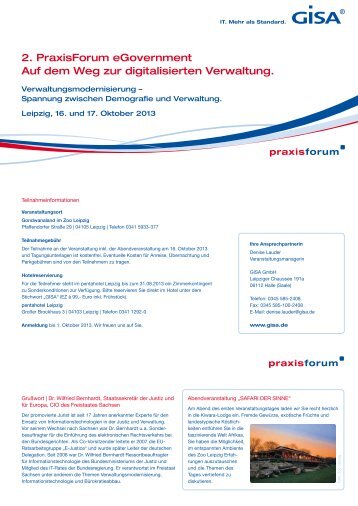 2. PraxisForum eGovernment Auf dem Weg zur ... - GISA GmbH