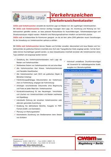 Verkehrszeichen Verkehrszeichenkataster - CWSM Gmbh