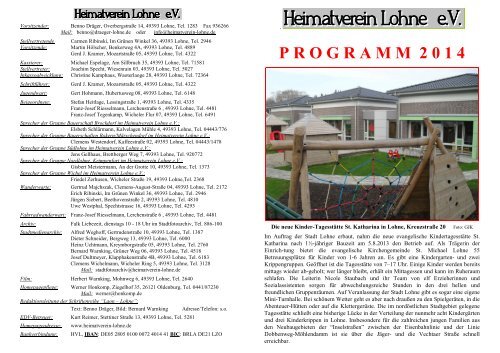 Jahresprogramm-2014 - Heimatverein Lohne eV