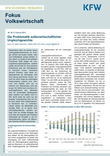 Die Problematik außenwirtschaftlicher Ungleichgewichte (PDF ... - KfW