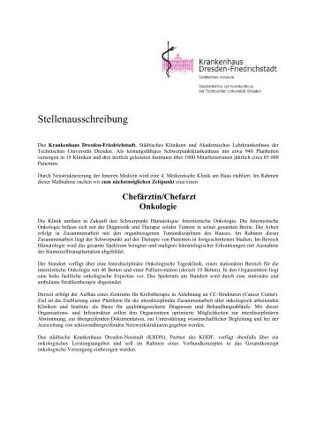 Stellenausschreibung - Krankenhaus Dresden-Friedrichstadt