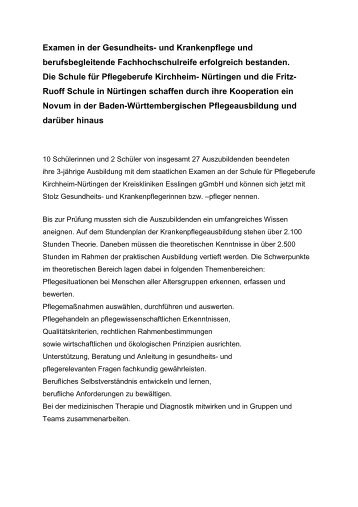 Informationen zur Ausbildung (pdf) - Kreiskliniken Esslingen