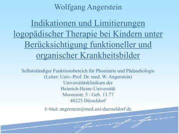 Indikationen und Limitierungen logopädischer Therapie bei Kindern ...