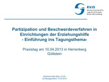 Beteiligung und Beschwerdeverfahren in Einrichtungen der ...