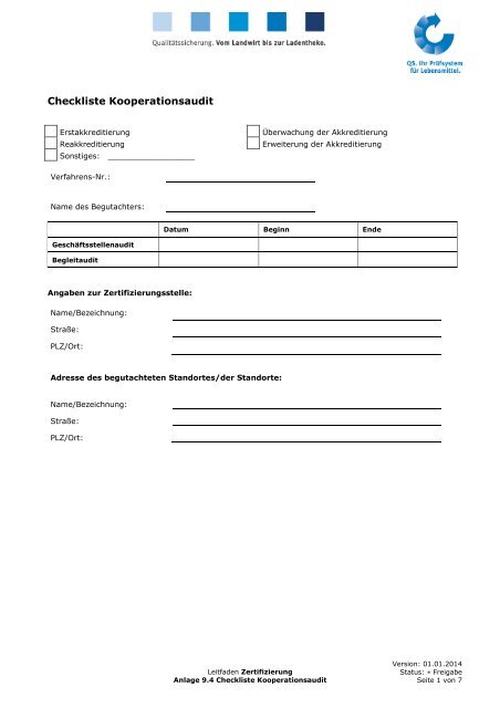 ANL 9.4 CL Kooperationsaudit 01.01.14 - QS Qualität und Sicherheit ...