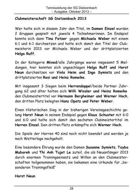 Ausgabe Oktober 2013 - SG DIETZENBACH