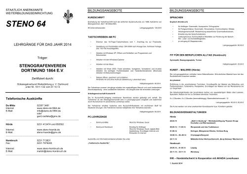 Programm 2014 - Stenografenverein Hombruch-Barop e. V