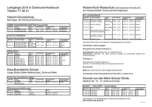 Programm 2014 - Stenografenverein Hombruch-Barop e. V