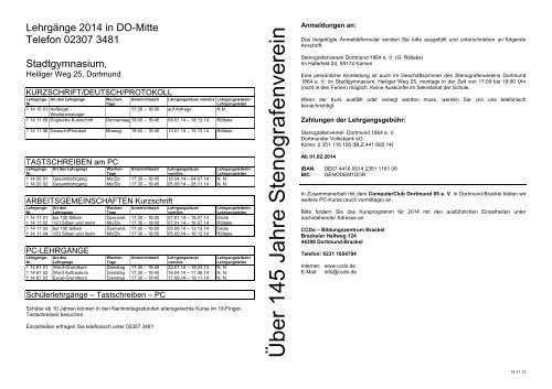 Programm 2014 - Stenografenverein Hombruch-Barop e. V