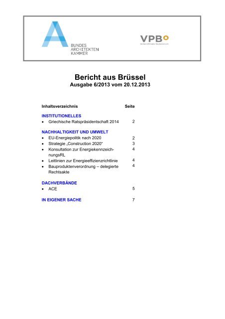Bericht aus Brüssel 6/2013 - SRL