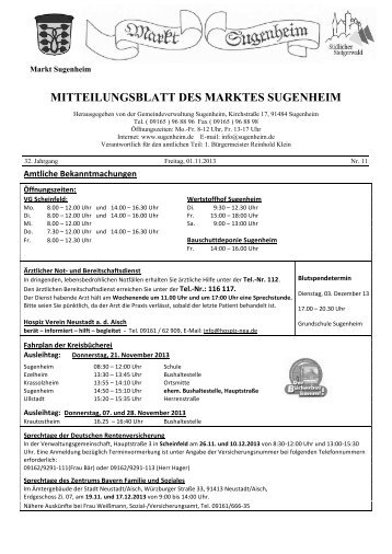 Mitteilungsblatt Nr. 11 / 2013 - Sugenheim