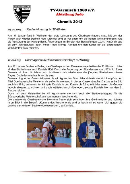 Chronik 2013 - Turnverein Garmisch 1868 eV