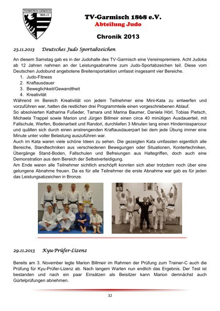 Chronik 2013 - Turnverein Garmisch 1868 eV