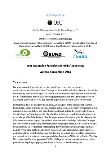 Stellungnahme 2013 - beim Unabhängigen Institut für Umweltfragen