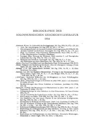 Bibliographie der solothurnischen Geschichtsliteratur 1954