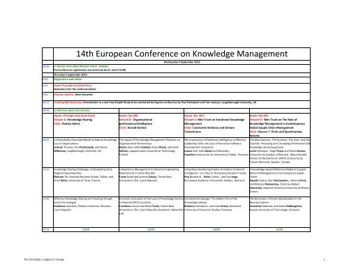 14th European Conference on Knowledge Management - Academic ...