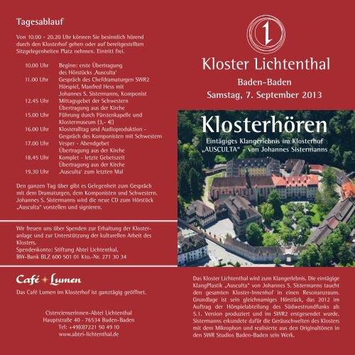 Klosterhören - Cistercienserinnen-Abtei Lichtenthal