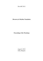 Proceedings of the Workshop on Discourse in Machine Translation