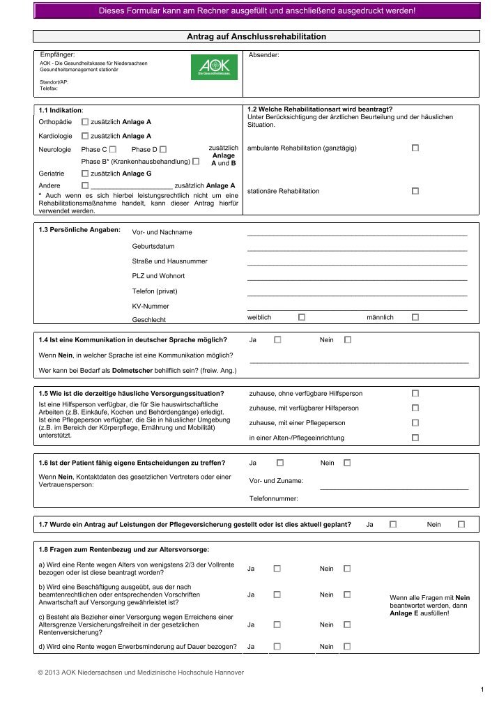 Pflegestufe Antrag Zum Ausdrucken Aok
