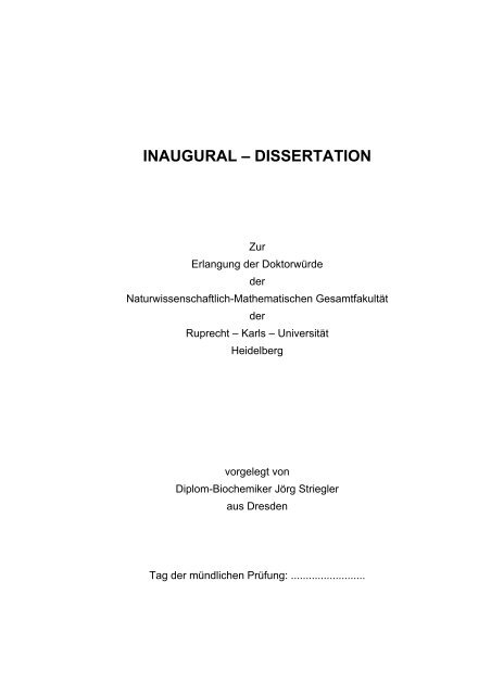 inaugural – dissertation - Ruprecht-Karls-Universität Heidelberg