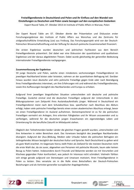 finanziert von: Freiwilligendienste in Deutschland und Polen ... - BBE