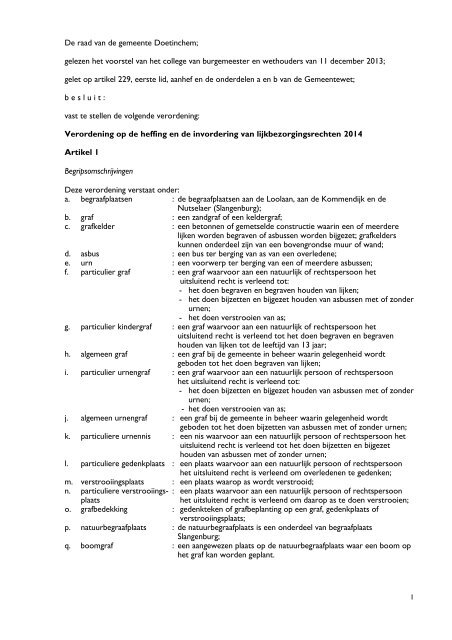 Verordening lijkbezorgingsrechten 2014