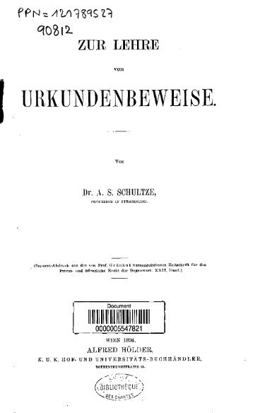 Zur Lehre vom Urkundenbeweise