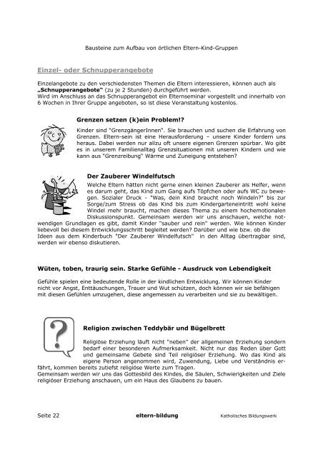 Was sind Eltern-Kind-Gruppen? - Diözese Graz-Seckau