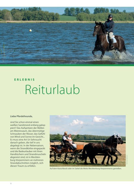 Reiturlaub Mecklenburg-Vorpommern - Urlaub an Ostsee und Seen