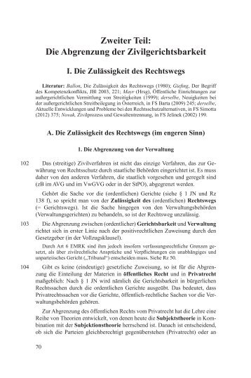 Zweiter Teil: Die Abgrenzung der Zivilgerichtsbarkeit - Manz