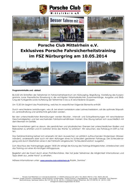 Geschenk Fahrsicherheitstraining - Porsche Club CMS