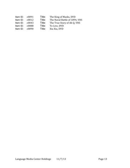 Current LMC Holdings, November 2013