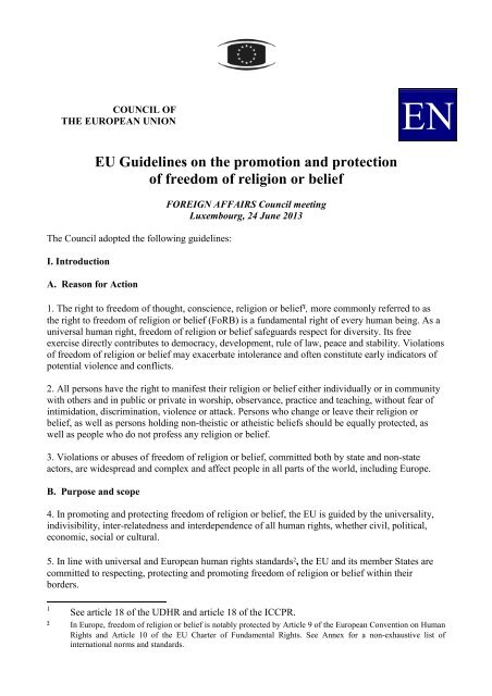 EU Guidelines on the promotion and protection of freedom of ...