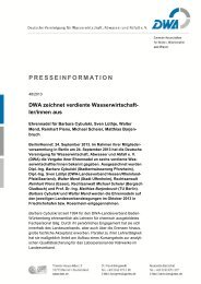 DWA zeichnet verdiente Wasserwirtschaft- ler/innen aus