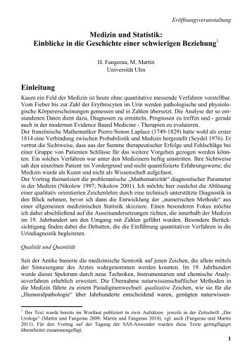 Medizin und Statistik: Einblicke in die Geschichte einer ... - SAS-Wiki