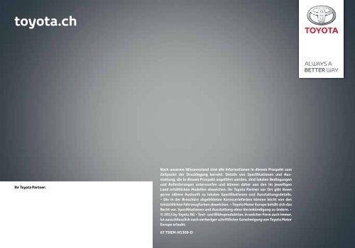 Sienna Broschüre - Toyota Schweiz