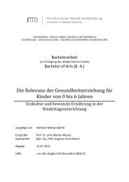 Die Relevanz der Gesundheitserziehung fòr Kinder von 0 bis 6 Jahren