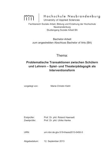 Thema: - Hochschule Neubrandenburg