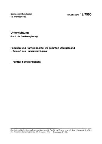 Fünfter Familienbericht - Deutscher Bundestag