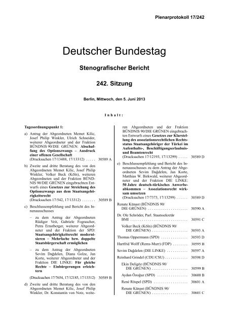 Plenarprotokoll 17/242 - Deutscher Bundestag