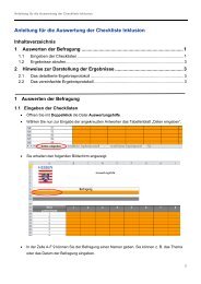 Anleitung für die Auswertung der Checkliste Inklusion - Schule